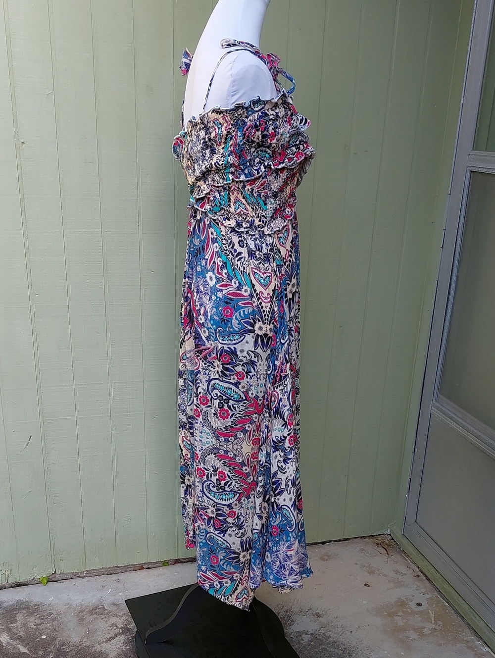 Anthropologie Smocked Multi-Color Gauze Criss-Cross Maxi Dress Sz S - Picture 7 of 15